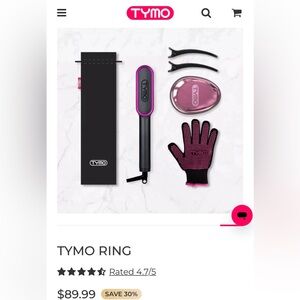 TYMO Ring Hair Straightening Comb - Black and Pink